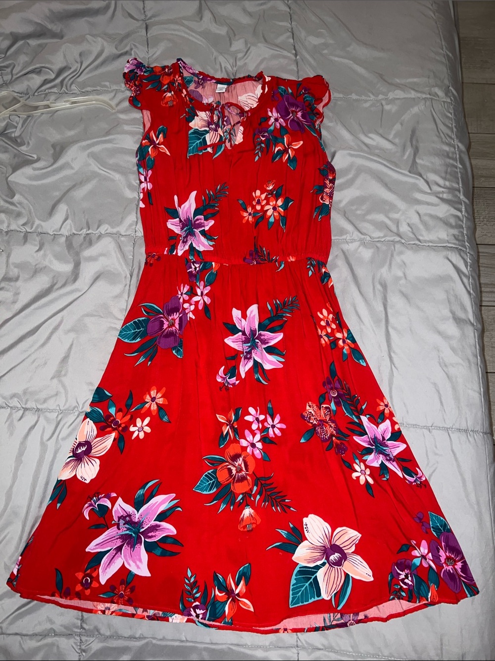 OLD NAVY Red Floral Midi Dress - Vibrant Summer Style